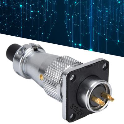 WS16 2-Pin Luftfahrtstecker Adapter AC 500V 10A Wasserdichter Luftfahrtstecker Quadratischer Metall-Gewinde-Stromstecker