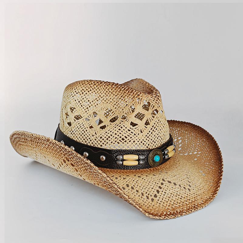 new Men Cowboy Straw hat women Fashion Large Brim straw hat with belt Party Outdoor summer cowgirl beach Sun Hat sombrero vaquer