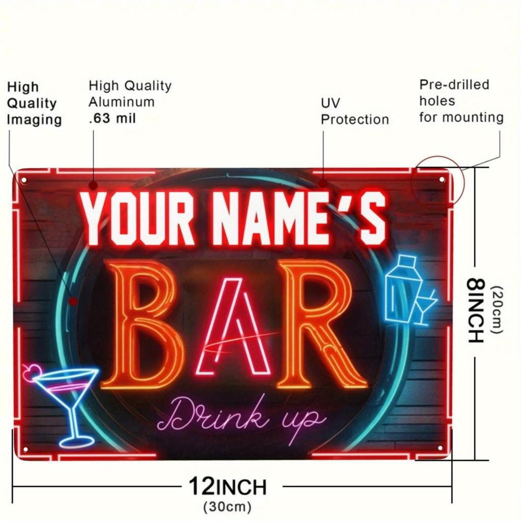 Personalized Retro Metal Neon Sign Wall Art Home Pub Club Decor