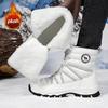 Pelzgefütterte Schneestiefel Damenmode High-Top Stiefel Warme Winter Outdoor Schuhe zum Wandern, Spazierengehen, Trekking Rutschfeste Plüsch-Baumwollschuhe