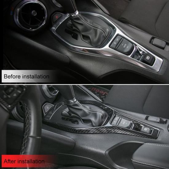 Kohlefaser Mittelkonsole Getriebepanel Dekor Abdeckung Zierleiste für Chevrolet Camaro 2017+