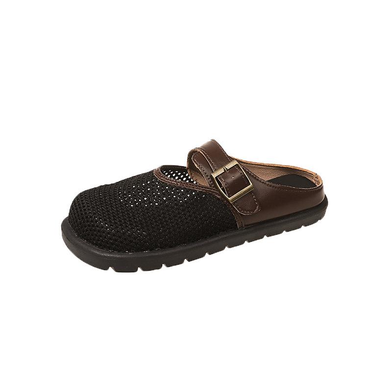 Mesh semi-slippers women's outer wear high-end soft bottom breathable not tired feet four-season sandals bag head sandals