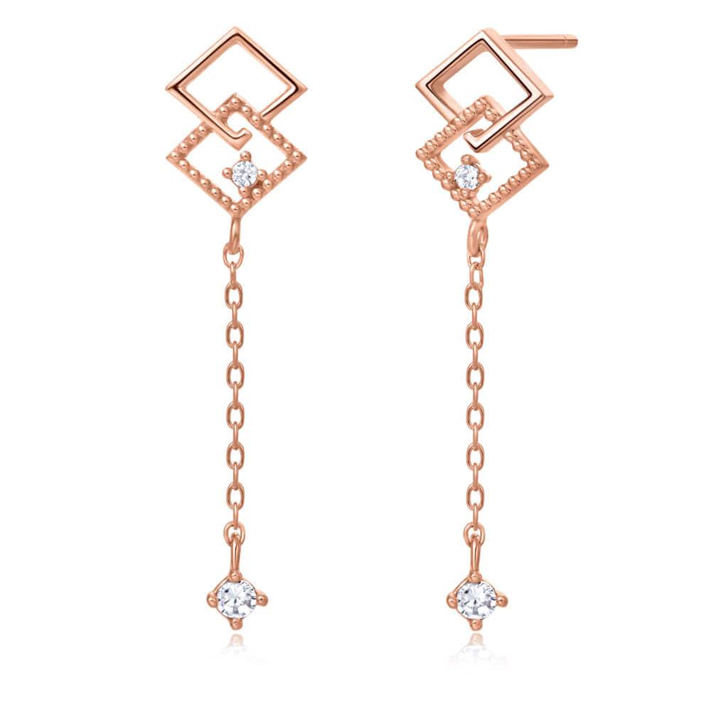 Dieuamour Silver 925 Double Diamant Drop Earrings