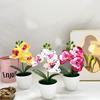 Artificial Orchid Potted Plant 3 Heads Mini Phalaenopsis Fake Flower Plastic Desktop Ornament Home Living Room Decoration