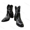 Fashion Woman Western Cowboy Knight Boot Embroidered High Heel Cowgirl Boot Women's 2025 Autumn Pointed Toe Thick Heel Chelsea Boots