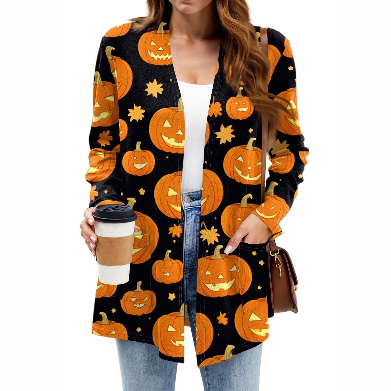 

Женские легкие кардиганы с открытой передней частью, с длинными рукавами, повседневные, свободные, тонкие кардиганы с карманами M оранжевый