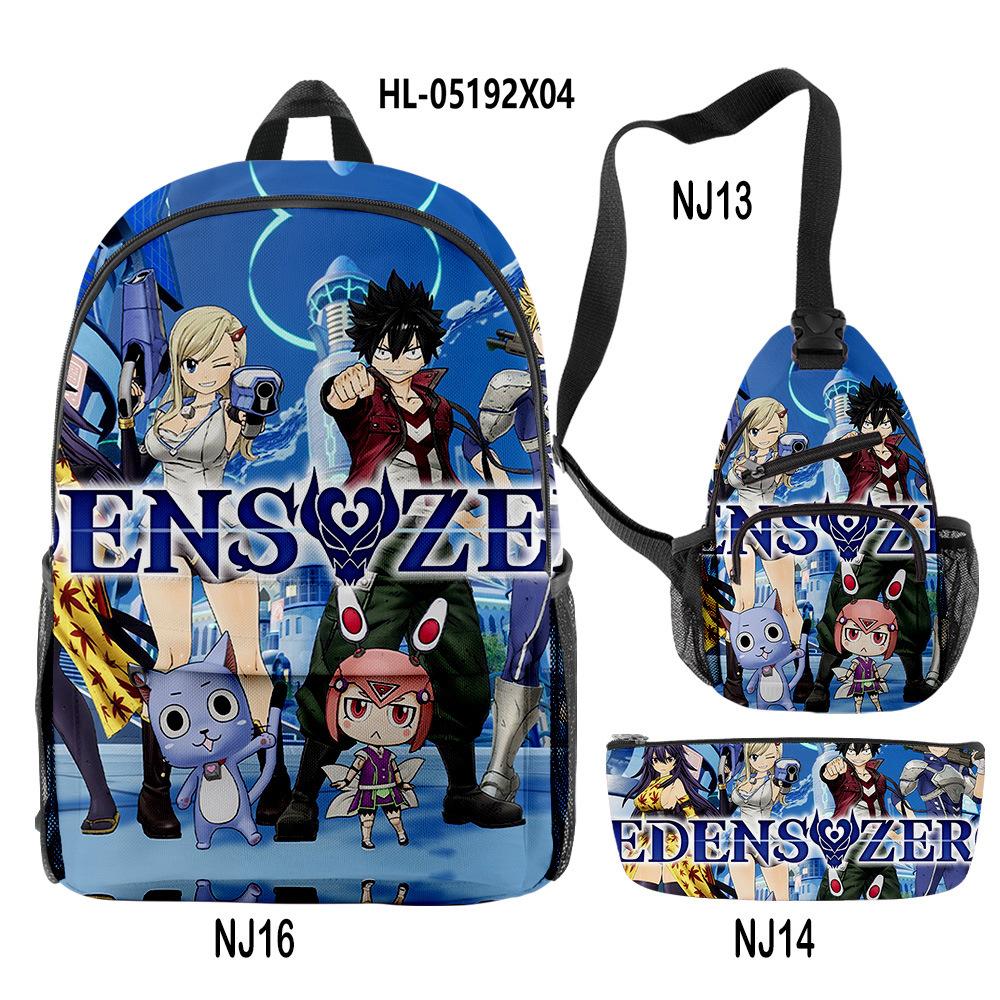 Classique Nouveauté Particulier Cool Edens zero Impression 3D 3 pièces/Ensemble élève Sacs d'école Sac à dos pour ordinateur portable de voyage Sac de poitrine Trousse à crayons