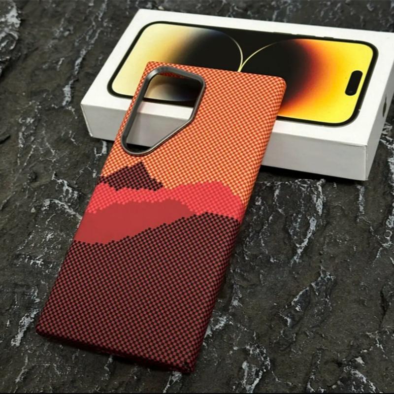 Luxury Carbon Fiber Wireless Charging Magsafe Case for Samsung Galaxy S25 S23 S24 S22Ultra Plus Alloy Lens Protection Hard Cover