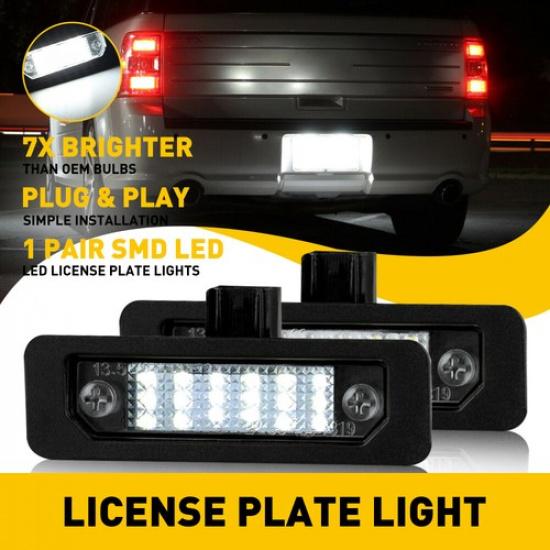2Pcs Full LED License Plate Tag Light Fit Ford Mustang Focus Flex Fusion Taurus