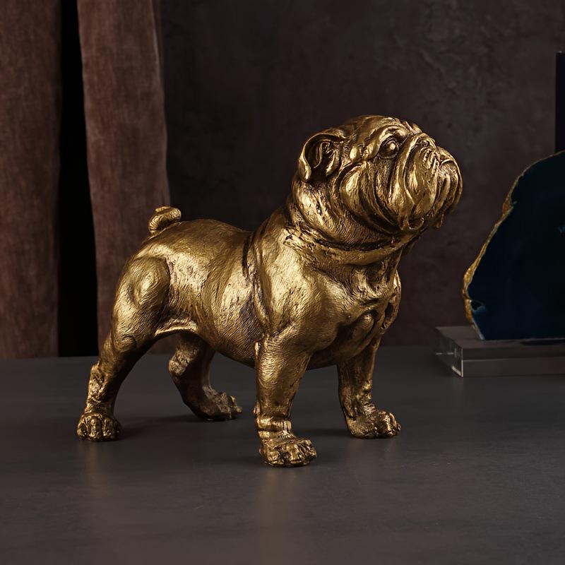 Golden Animal Series Ornament Toys: Simulated Pet Dog Decor for Living Rooms