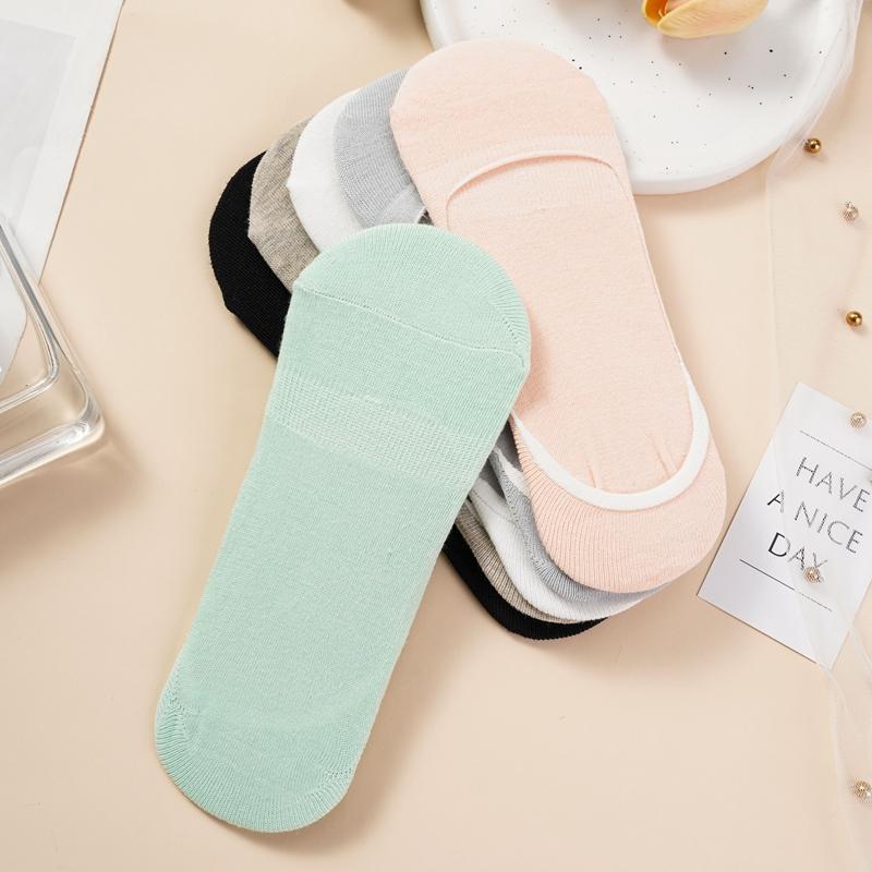 Women's Solid Color Boat Socks Heel-proof Thin Low Cut Summer Invisible Non-slip Socks