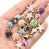 Multicolor Starfish & Seashell Conch Pendant — Marine Life DIY Alloy Jewelry Accessory