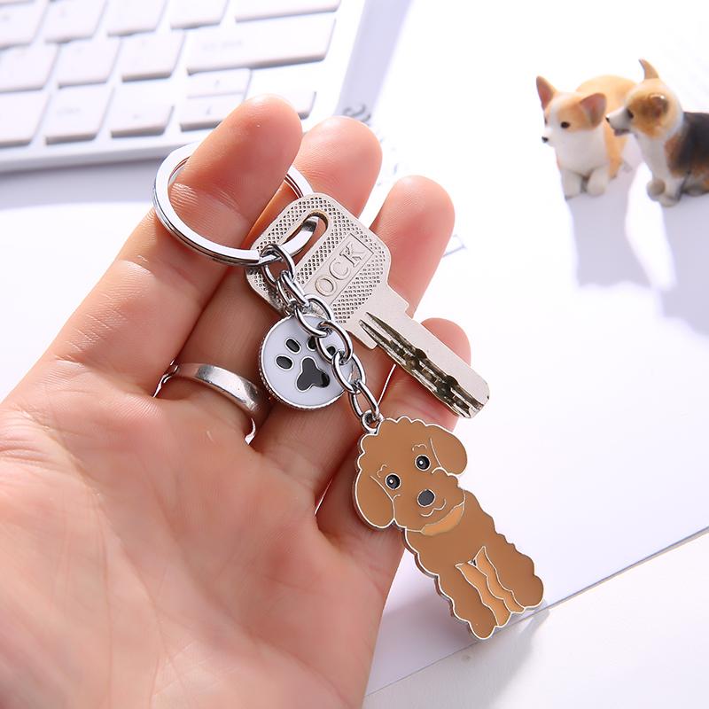 NEW Metal Poodle Dog Key Chain Key Ring Bag Charm Man Car Key Holder New Enamel Keychain Jewelry Accessories For Women Gifts