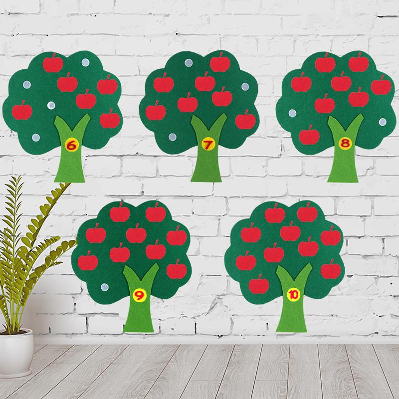 Peache Banana Orange Pear Apple Fruits Tree Felt Math Learning Education Board