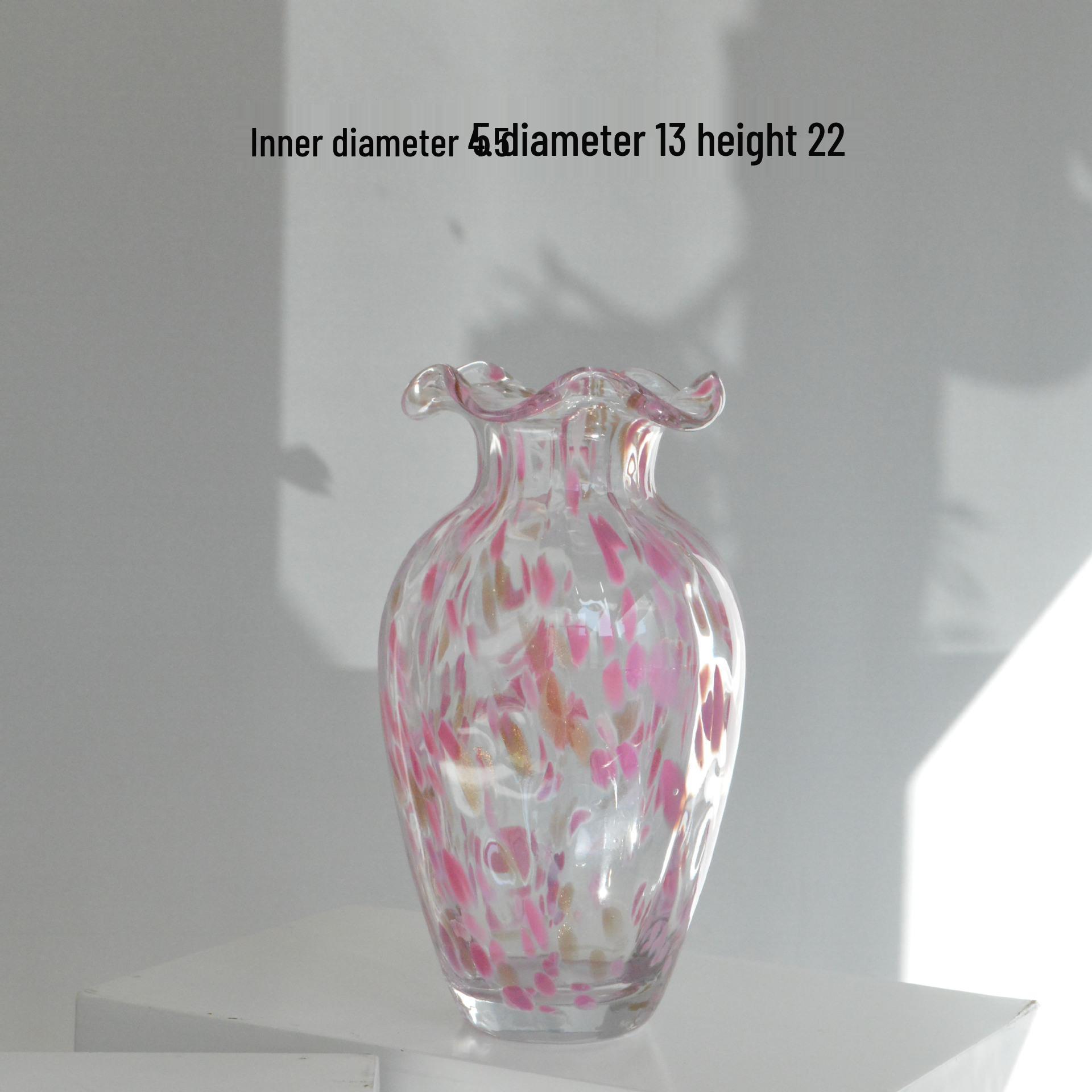 

Вживана скляна ваза кольору рожевого золота з вкрапленнями вишневого цвіту для елегантного декору дому або готелю