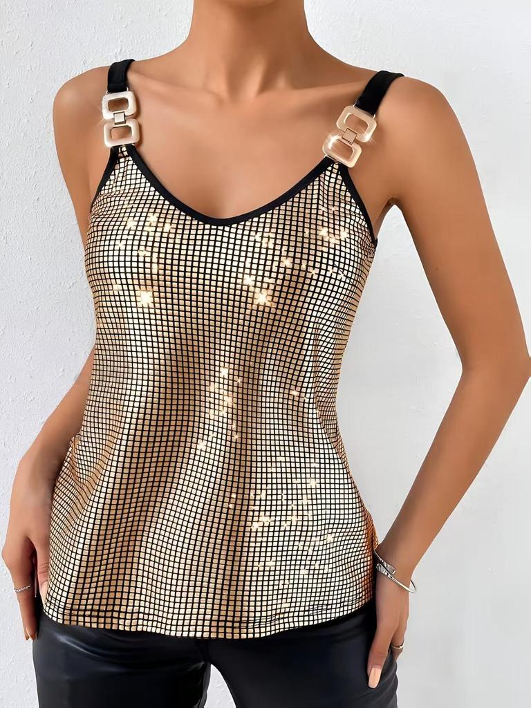 Women's Sequin Chain Spaghetti Strap Tank Top for Summer 2026