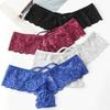 Women Briefs Lace Flower Embroidery Solid Color Low Waist Elastic Breathable Open Crotch Thin Soft Seamless Lady Panties
