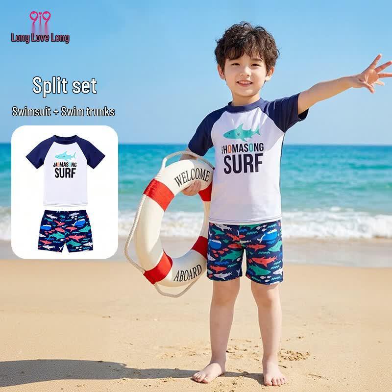 9i9 Kids' Animal Cartoon Quick-Dry Split Swimsuit Set