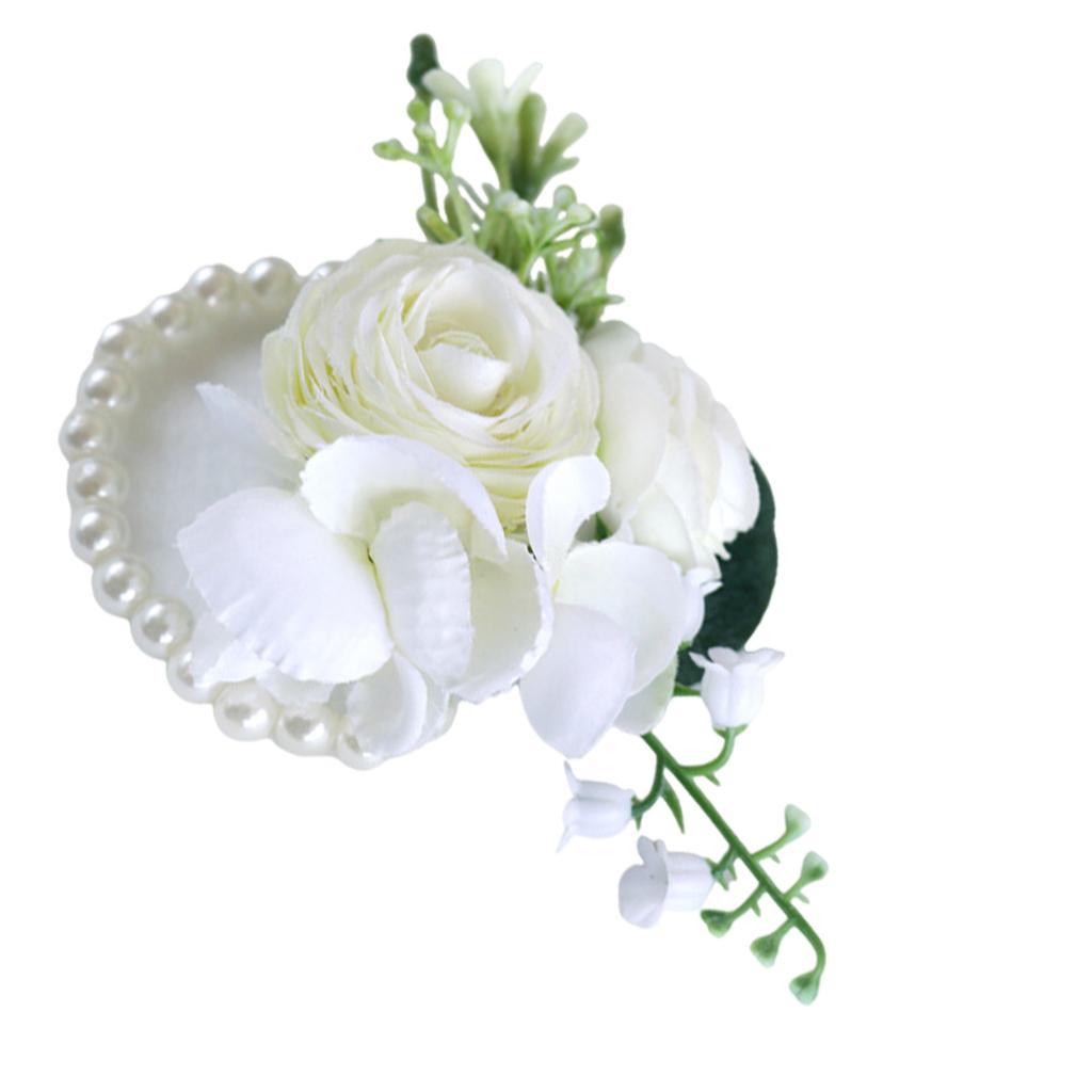 Artificial Rose Flower Wrist Corsage Boutonniere For Wedding Ceremony And Engagement Party With Elegant Realistic Design