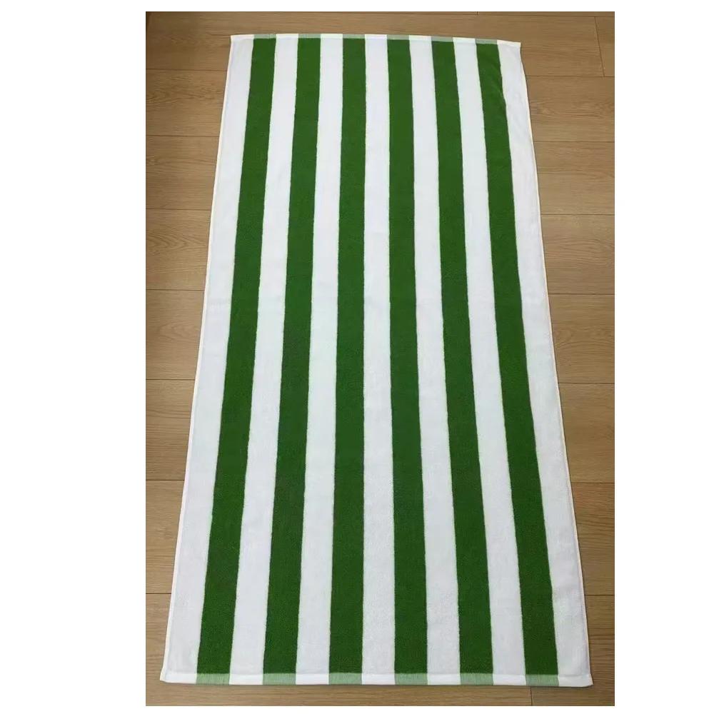 Экстра Толстое Роскошное Банное Полотенце, 100% Хлопок Жаккардовое Сине-Белое Полосатое Пляжное Полотенце, Высоко Впитывающее Плюшевое Полотенце для Спа Бассейна зелёный