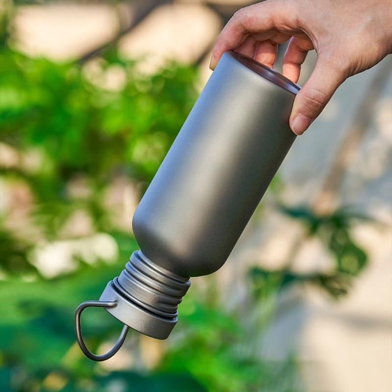 Drinking Bottle for Camping Cycling Hiking Beverage Bottle Titaniums Sport Bottle with Lid Flask Wide Mouth Water Bottle