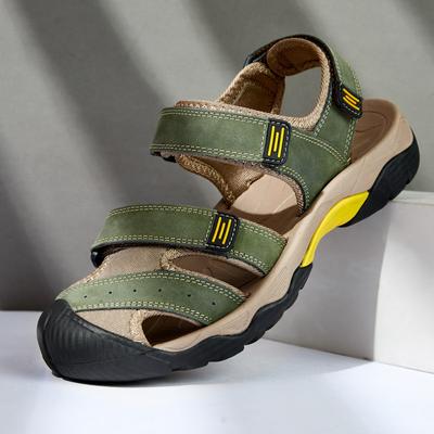 2024 New Men's Summer Single Shoes Sandals Men Outdoor Leather Baotou Breathable Slippers Wear-resistant Non-slip Sports Sandals