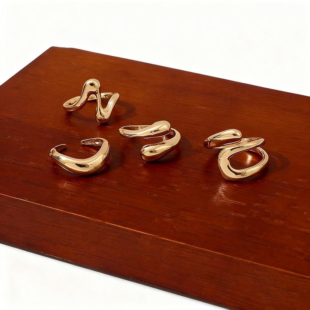 Party Daily Wear Rings Set Geometric lady Fashion suit 4Pcs exquisite  Handmade