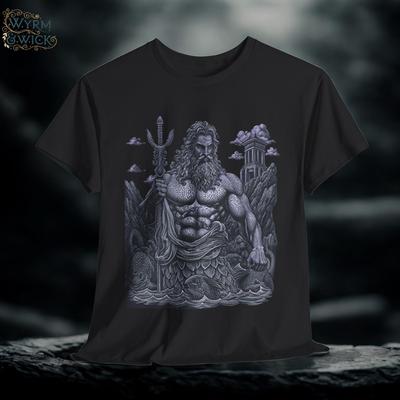Best Selling Fashion Poseidon Graphic Tee, Mythology Shirt, Ocean God T-Shirt, Greek Myth Tee, Sea King Top, Unisex Cotton Tee