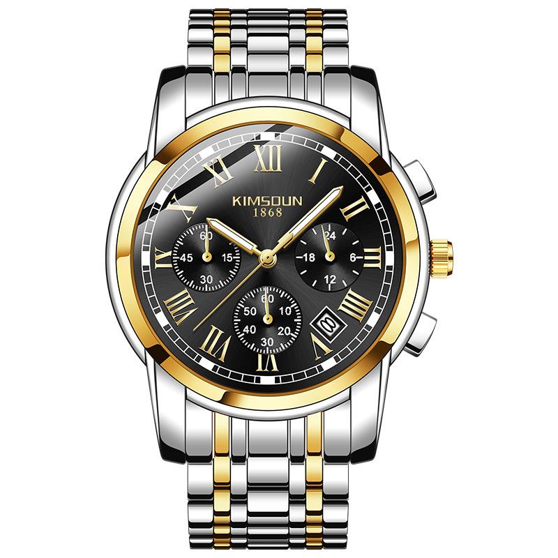 KIMSDUN Herrenuhren Luxus Original Quarz Uhr für Mann Wasserdicht Leuchtend Datum Edelstahl Chronograph Mode