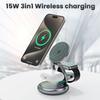 4 in 1 Foldable Magnetic 15W Wireless Charger Station with LED Ambient Light for iPhone 15 14 13 Pro/Max/Plus and Apple Watch