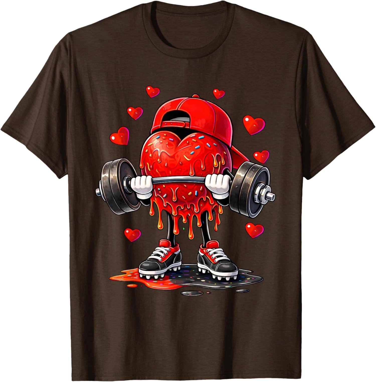 Funny Gym Heart Weightlifting Fitness Workout Drip T shirt S