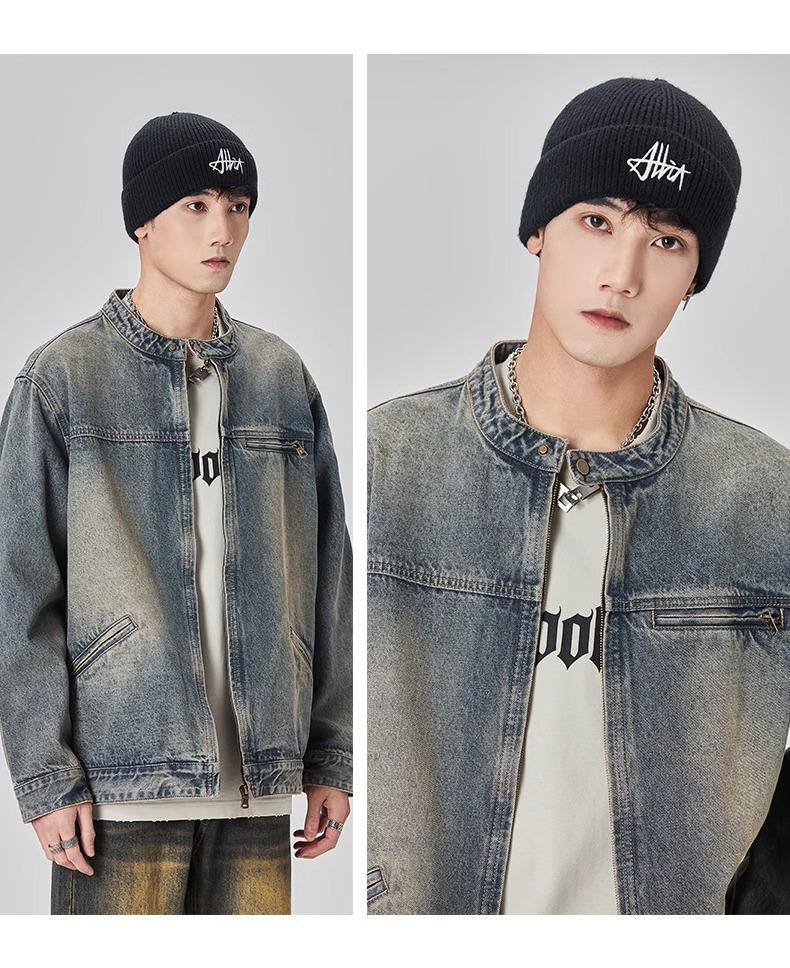 GURBAKS Retro Distressed Jeansjacke - Herren Locker Lässig Trend