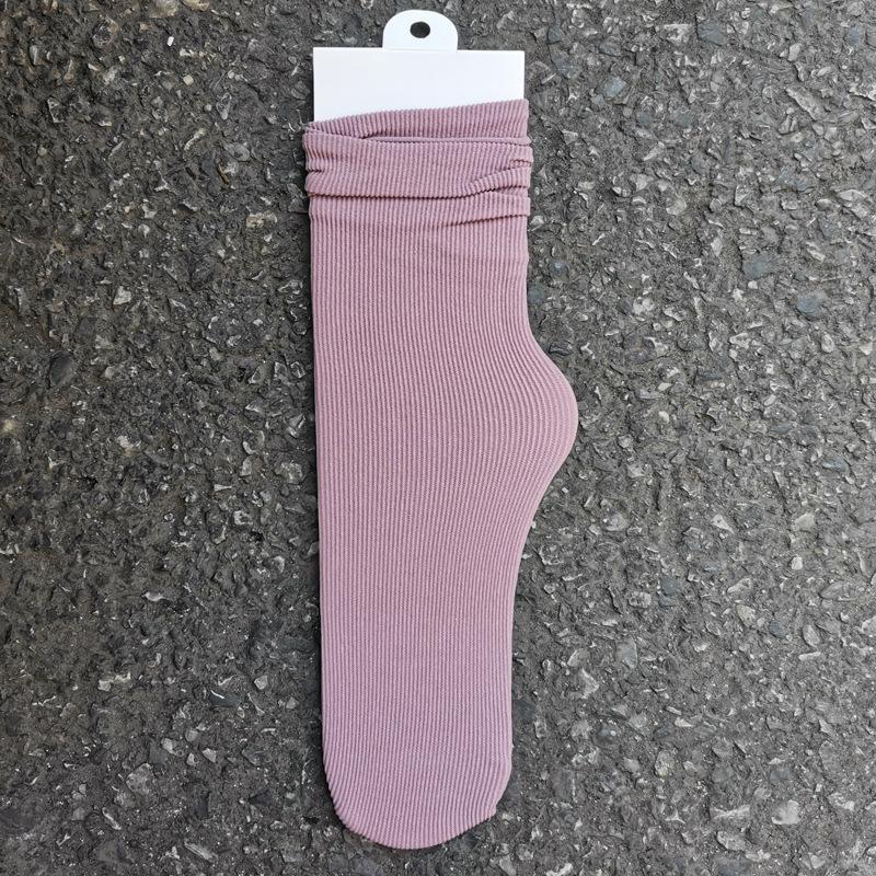 Women's Summer Thin Allpurpose Solid Color Retro Vertical Stripe In The Long Tube Pile Socks