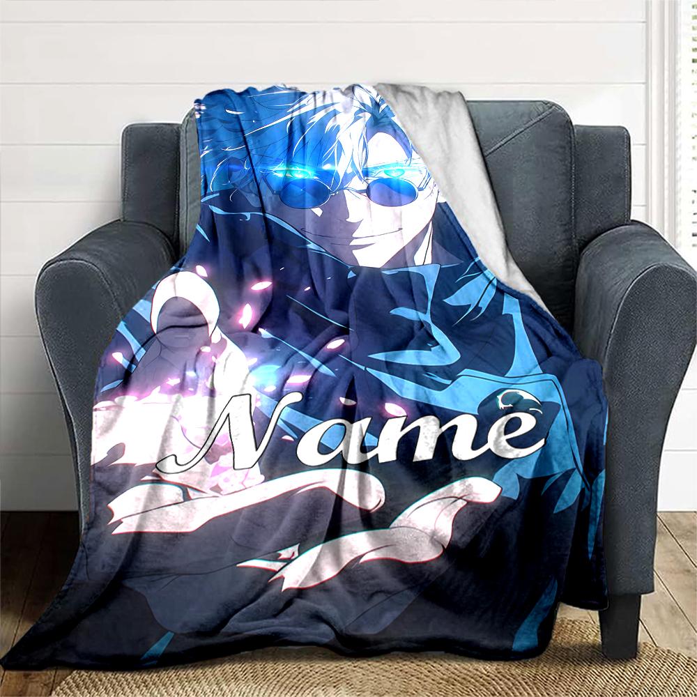 Customiz Name Personality Jujutsu Kaisen Blanket Soft &Warm Sofa Office Bed Travel Lunch Break Blanket, Gift Suitable All Seasons