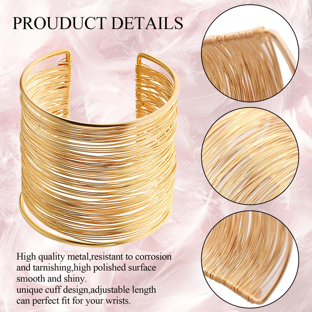 4 Pcs Gold Manschette Armreif Armband Für Frauen Öffnen Breite Draht Armbänder Gold
