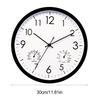 12Inch Outdoor Indoor Wall Clock with Thermometer and Hygrometer Battery Operated Round Hangings Clock for Garden Home