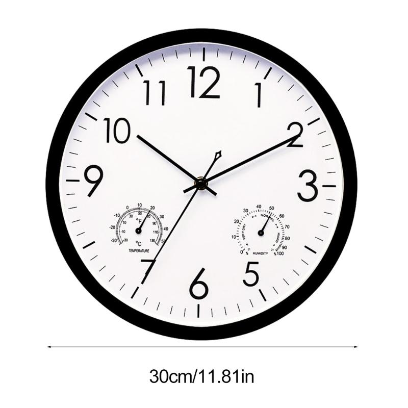 Runde Wanduhr 12 Zoll Wanduhr mit Thermometer und Hygrometer für Garten Außenbereich Schlafzimmer Küche Dekorationen