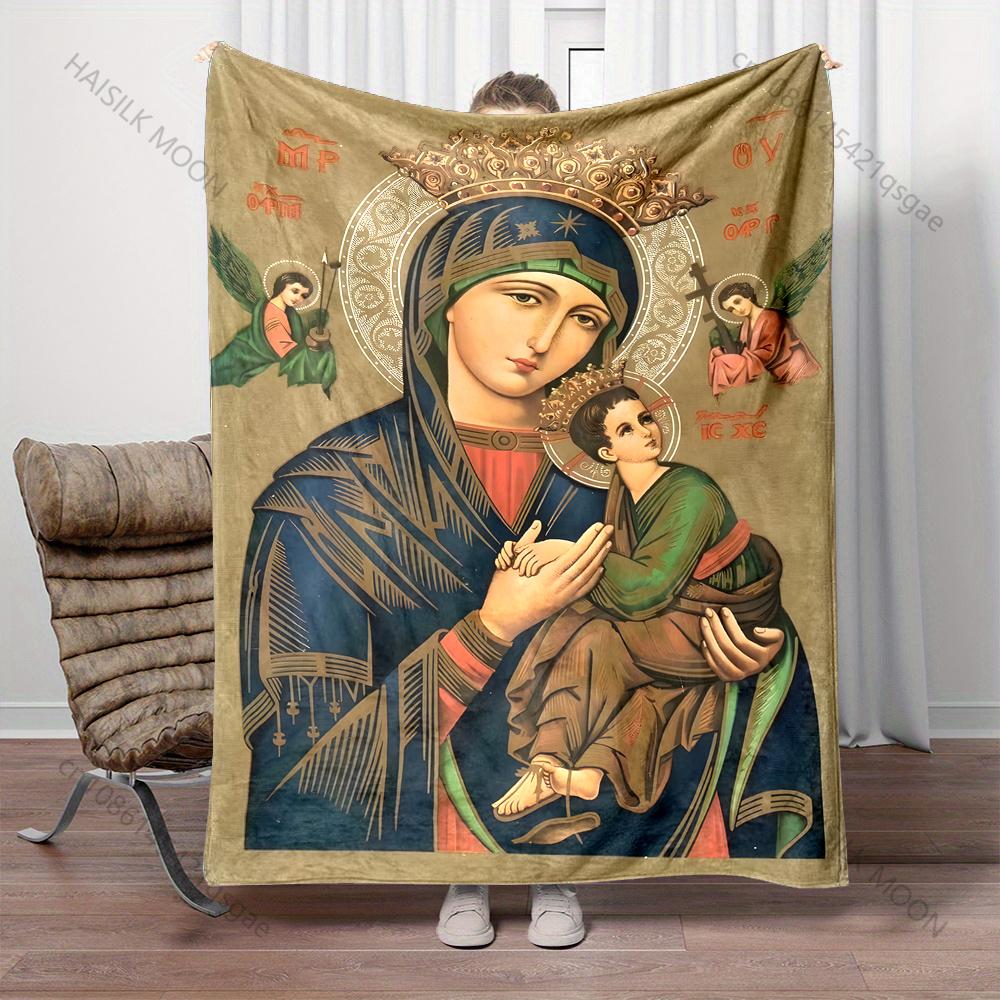 1PC Religious icon mother child Print Blanket Warm Soft Fluffy Kids and Adult Sofa Bed Throw Blanket Outdoor Travel Camping RV