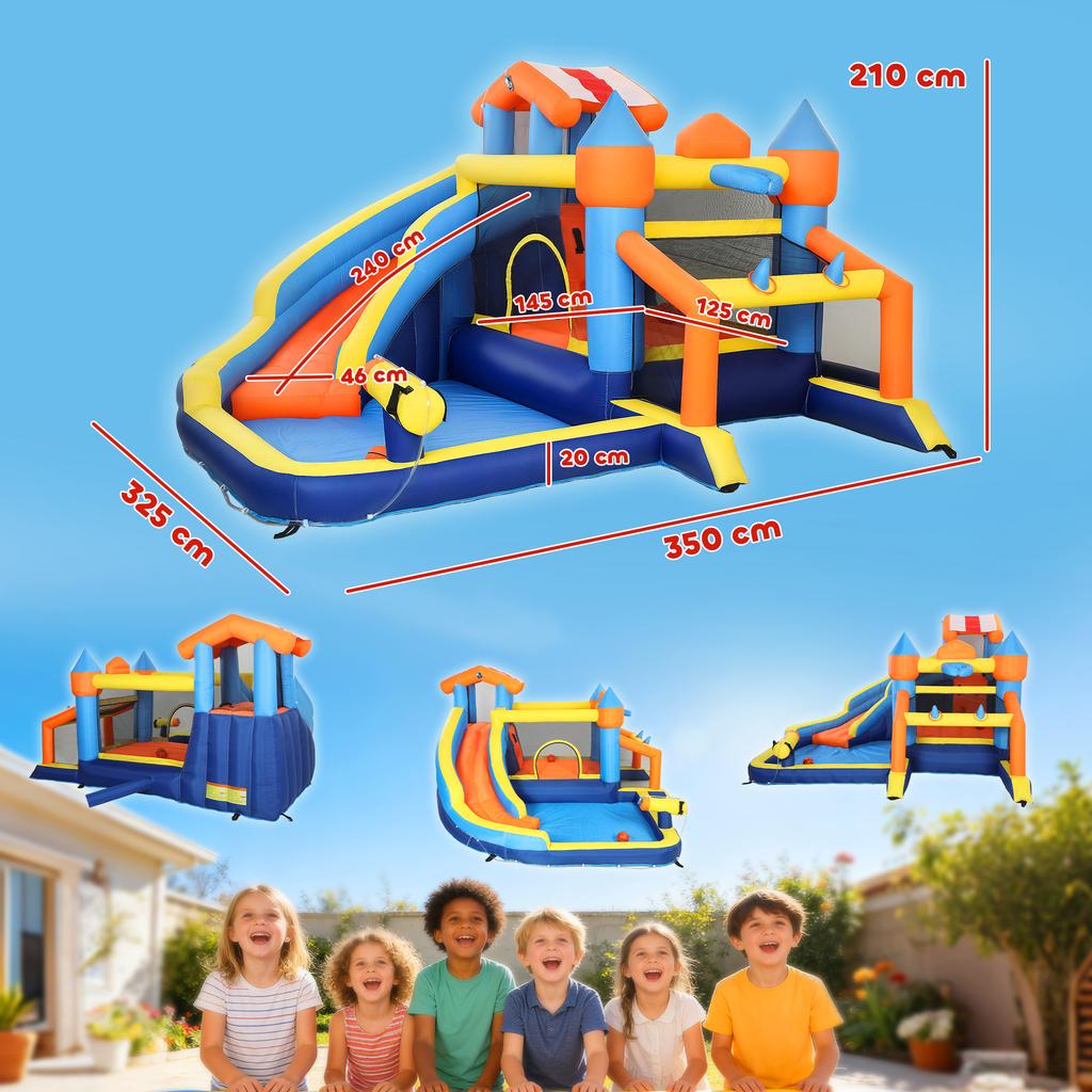Inflatable Castle, 8-in-1, Blower, Water Park, Slide, Trampoline, Ball Pit, Multicolored