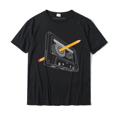 Vintage Rewind Grappig Jaren 80 90 Cassette Potlood Cadeau Mannen Vrouwen T-Shirt Modieuze T-shirts Populair Katoen Heren Tops Shirts Bedrukking