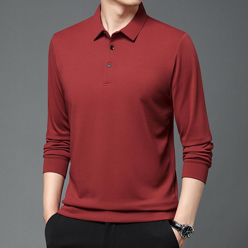 

Осенняя новинка, рубашка поло с длинными рукавами и принтом ананаса, однотонная футболка с лацканами, нижняя рубашка, мужской топ M