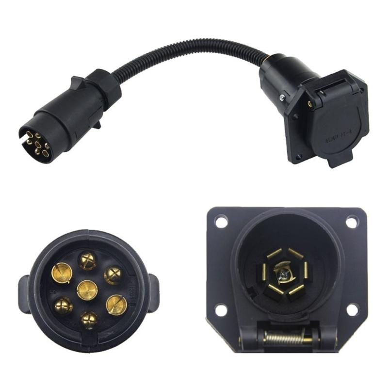 Universal Trailer Plug Adapter 5 Pin 7 Pin Double Head Connector 60cm ABS Construction Suitable for Vehicle Towing Compatibility