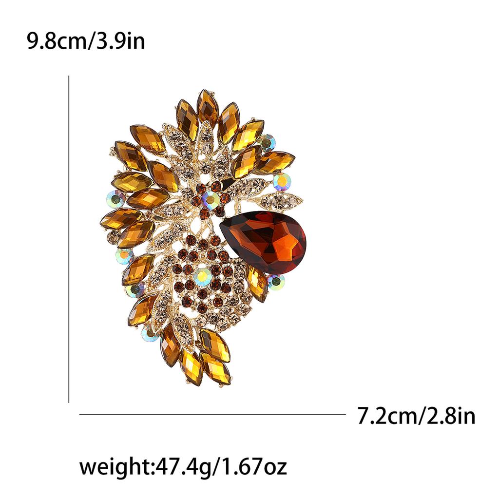 African Exquisite Alloy Full Diamond Large Glass Brooch High-End Fashion Women'S Clothing Corsage Jewelry Pin