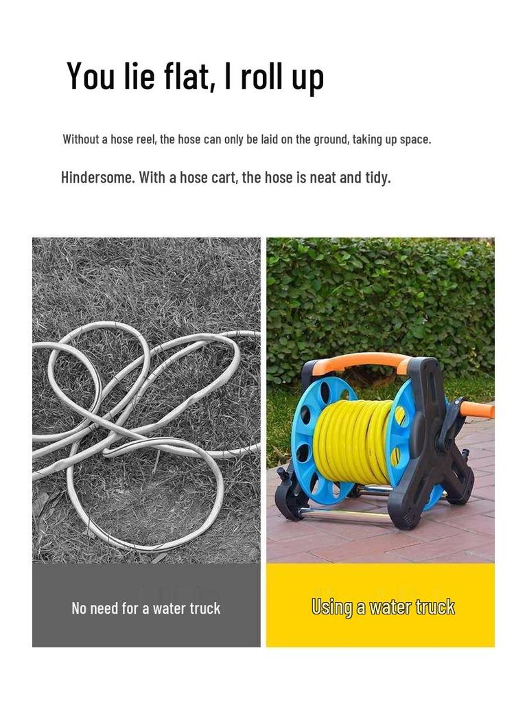 Garden Hose Cart Reel & Storage Rack Set for Household & Car Wash Use