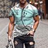 Mechanical Skull Graphic Short Sleeve T-Shirt, Streetwear Must-Have