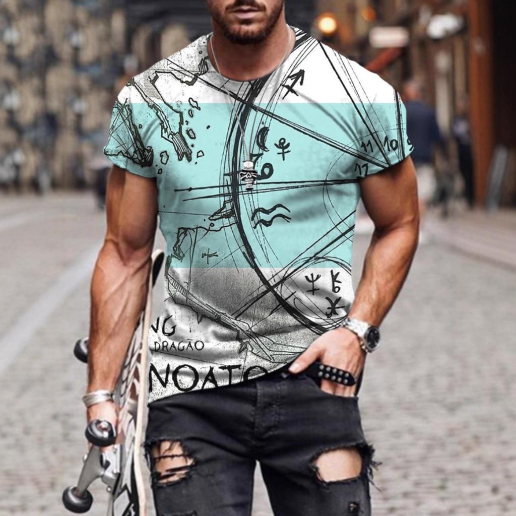 Mechanical Skull Graphic Short Sleeve T-Shirt, Streetwear Must-Have