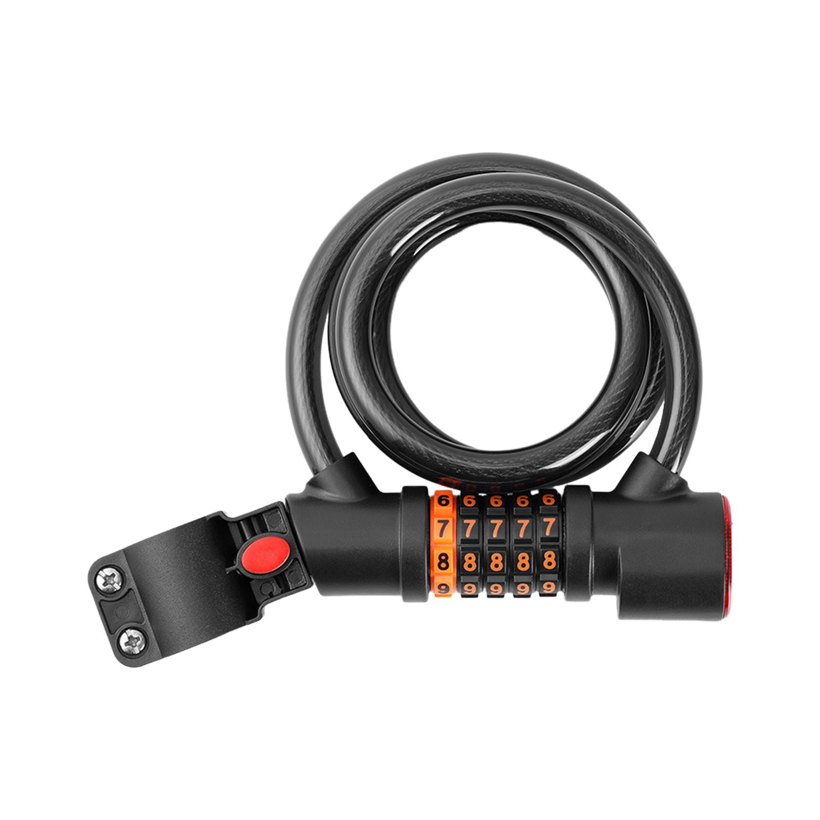Bike Lock With Tail Light Function Five-Digit Combination High-Strength Steel Cable For Cycling-Security Motorcycle Accessories
