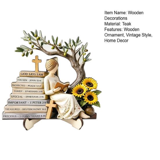 Scultura Decorativa Minimalista per Scaffale, Statuetta in Legno di Ragazza che Legge, Statua Stabile in Stile Pastorale, Statuetta da Scrivania per Decorazione di Librerie, Guarigione Artistica
