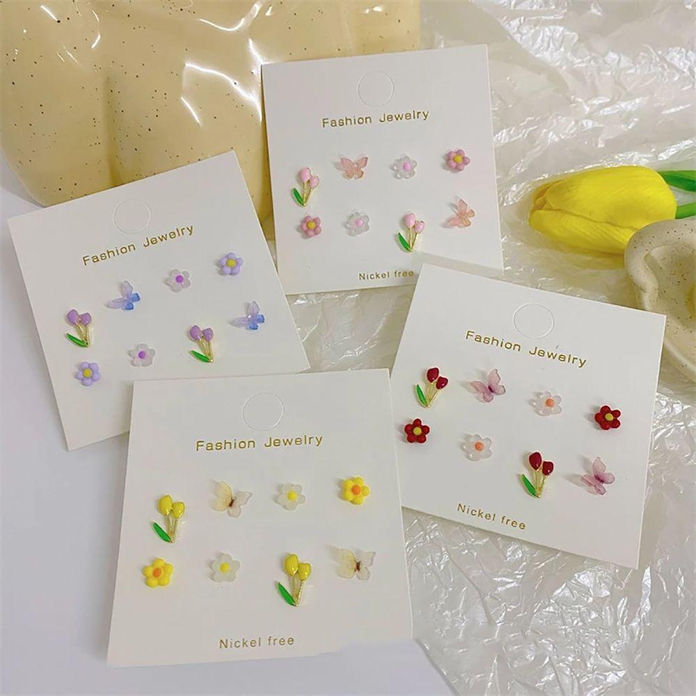 

Female Zinc Zinc Alloy Party Flower Earrings Set Korean Style Earrings Women Stud Earrings Fashion Jewelry розовый