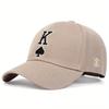Baseball Stitching Stitched Embroidered Alphabet K Poker Neutral Gender Women  Men For Caps Spring And Autumn Outdoor Adjustable Casual Hats